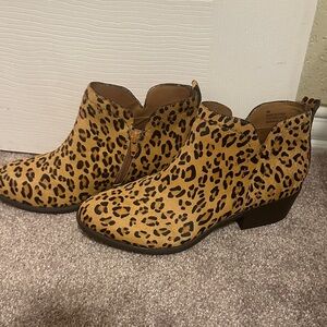 MIA Tan Leopard Ankle Booties
